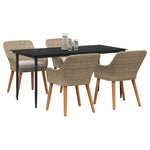 Garden Dining Set with Cushion 5 pcs Beige Poly Rattan 3261694