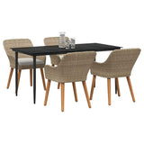 Garden Dining Set with Cushion 5 pcs Beige Poly Rattan 3261694