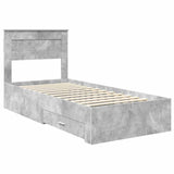 Bed Frame with Drawer Concrete Grey 90 x 190 cm Engineered Wood 3410030