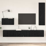 Wall TV Cabinet Wall-mounted 4 pcs Black Oak Engineered Wood 3393175