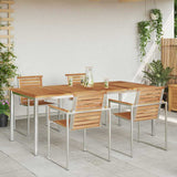 Dining Table 200x90x75 cm Solid Teak Wood and Stainless Steel 42006192
