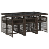 7 Piece Garden Dining Set with Cushions Brown Poly Rattan 3211629