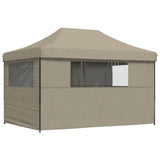 Foldable Party Tent Pop-Up with 4 Sidewalls Taupe 4005026