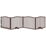 Dog Gate with Door Foldable 4 Panels Brown Oak 320 cm Poplar Wood 352233