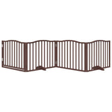 Dog Gate with Door Foldable 4 Panels Brown Oak 320 cm Poplar Wood 352233