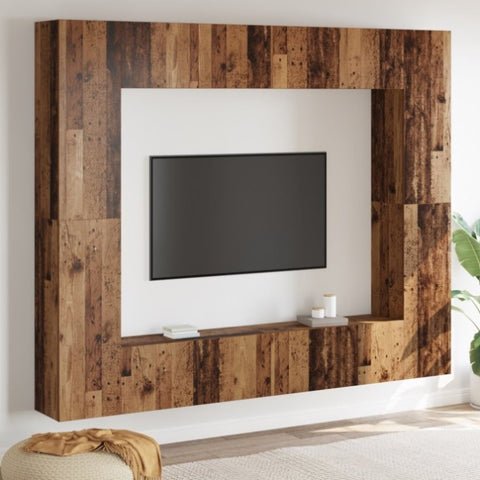 ZNTS TV Cabinet 8 pcs Brown 221 x 30 x 180 cm Solid reclaimed wood 3393453