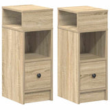 Bedside Cabinets 2 pcs with Drawer Sonoma Oak 25x31x66 cm 858619