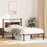 Bed Frame without Mattress Smoked Oak 107x203 cm Engineered Wood 4106739