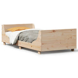 ZNTS Bed Frame without Mattress 90x190 cm Single Solid Wood Pine 850788