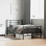 Metal Bed Frame without Mattress with Footboard Black 100x200cm 355574