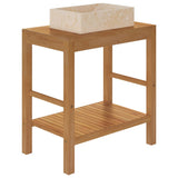 Bathroom Vanity Cabinet Solid Teak with Sink Marble Cream 3058160