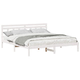 Bed Frame White 200 x 200 cm Solid Pine Wood 872360