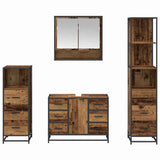Bathroom Furniture Set with Door 4 pcs Old Wood Engineered Wood 3402462