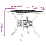 ZNTS Garden Table Black 80x80x75 cm Cast Aluminium 4002812