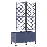 Garden Planter with Trellis&Wheels 2 pcs Grey 80 x 40 x 149 cm 3422991