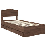 Bed Frame with Drawer Brown Oak 90 x 190 cm Engineer Wood 3413053