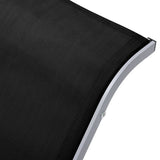 Sun Lounger Black, Silver Aluminium, Textilene, Steel, Tempered Glass 310534