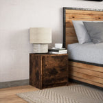 ZNTS Bedside Cabinet with LED Lights Smoked Oak Engineered Wood 852055