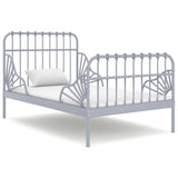Extendable Bed Frame without Mattress Grey Metal 80x130/200 cm 324742