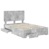 Bed Frame Concrete Grey 135 x 190 cm Engineered Wood 3412795