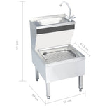 51116 Commercial Hand Wash Sink with Faucet Freestanding Stainless Steel