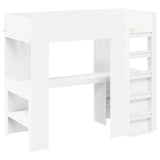 Loft Bed Frame with Desk White 80 x 200 cm Engineered Wood 3410443
