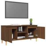 TV Cabinet with Solid Wood Legs Brown Oak 103.5x35x50 cm 813160