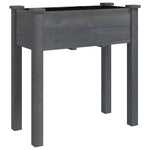 ZNTS Wheeled Planter with Liner Grey 71x37x80 cm Solid Wood Fir 3157825