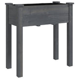 ZNTS Wheeled Planter with Liner Grey 71x37x80 cm Solid Wood Fir 3157825