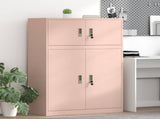 Storage Cabinet 2 pcs Pink 90 x 40 x 130 cm Steel Lockable 3438640