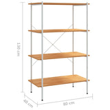 4-Tier Shelving Unit White and Oak 80x40x130 cm 336346