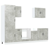 ZNTS 7 Piece Kitchen Cabinet Set Kalmar Concrete Grey Engineered Wood 3314765