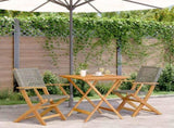 Bistro Set Grey Solid acacia wood, PE rattan 3 Piece Foldable 3281875