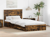 Bed Frame with Headboard Smoked Oak 90 x 190 cm Engineered Wood 3410031