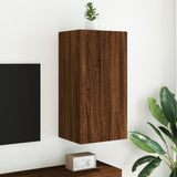 TV Wall Cabinet with LED Lights Brown Oak 40.5x35x80 cm 837266