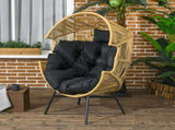 String Rattan Egg Chair, with Padded Seat Cushion - Sand/Black T3398P315393