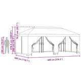 6 x 3 m Beige Polyester and Steel 190 3376019