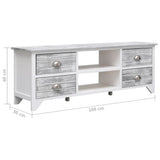 TV Cabinet White and Grey 108x30x40 cm Solid Paulownia Wood 338513