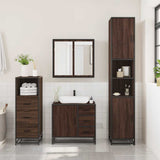 ZNTS 3 Piece Bathroom Furniture Set Brown Oak Engineered Wood 3301019