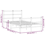 Metal Bed Frame without Mattress with Footboard White 120x200cm 355430