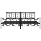 Metal Bed Frame without Mattress with Footboard Black 193x203cm 376152