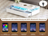 High Gloss Table with 2 drawer, LED lights, pull-out tray, Centre Table, Sofa Side Table, N605P388084W