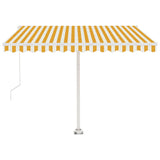 Manual Retractable Awning with LED 350x250 cm Yellow and White 3069523