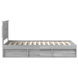 Bed Frame with Drawer Grey Sonoma 75 x 190 cm Solid Pine Wood 3410149