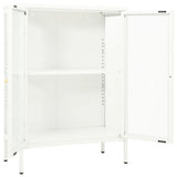 Sideboard White 75x35x105 cm Steel and Glass 336071