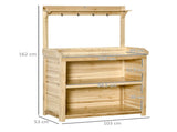 Garden Potting Bench Table, Wooden Workstation Bench w/ Galvanized Metal Tabletop, Storage Shelves T3398P324007