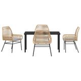 Garden Dining Set with Cushion 5 pcs Brown Poly Rattan 3380878