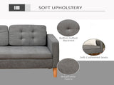 Modern 3 Seater Sofa with Hidden Storage, 169cm Tufted Cotton Couch with Wood Legs, Compact Sofa for T3398P328270
