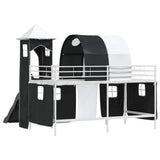 Kids'Loft Bed Frame White and Black 107 x 200 cm Metal 42020898