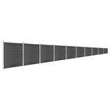 Fence Panel Set WPC 1737x186 cm Black 3070437